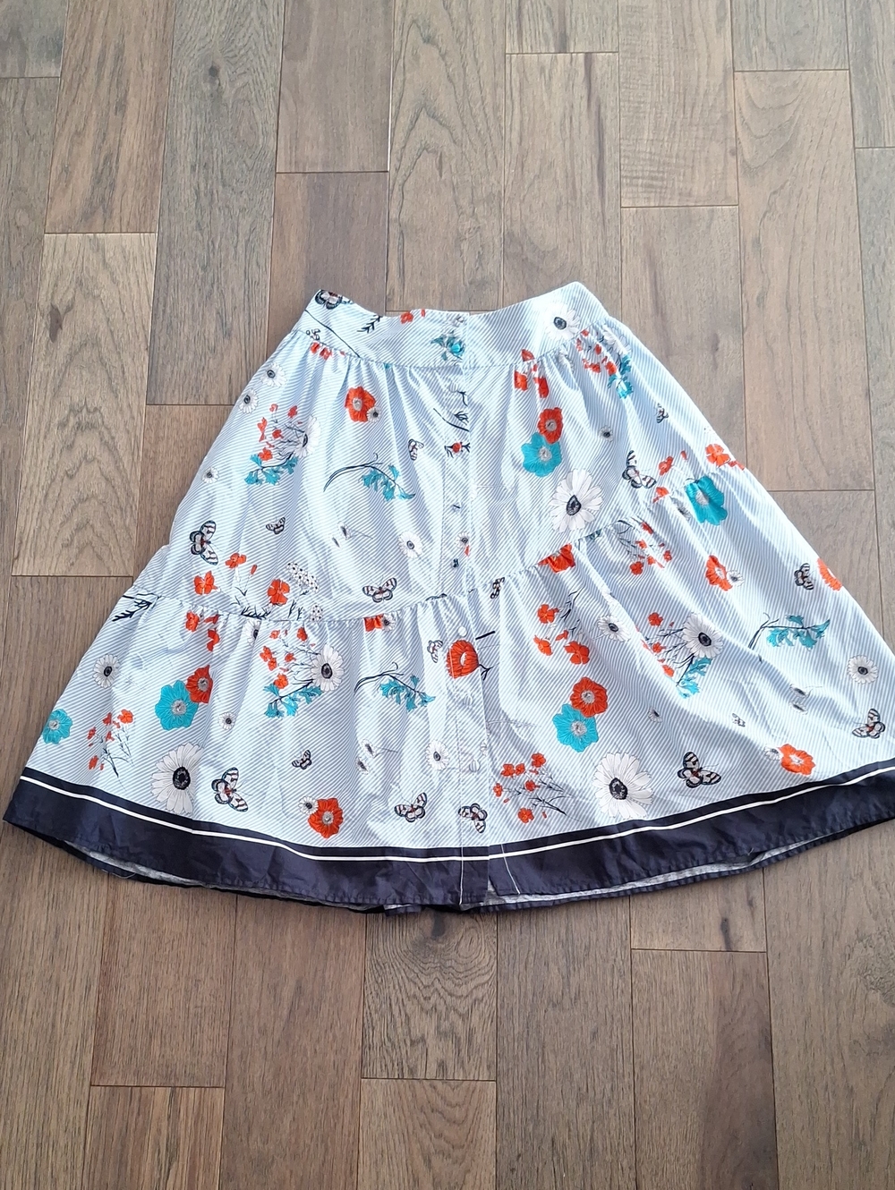 Zara 💯 Cotton Floral  Midi Skirt